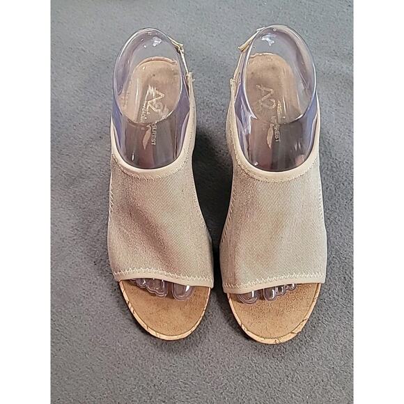 A2 Heelrest Coffee Cake Gold Cork Slingback Sandals 8M - Picture 2 of 6